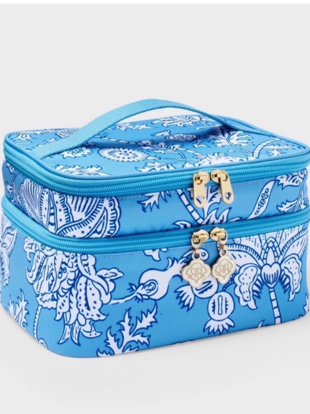 NWT Roller Rabbit for target Blue and White Floral Double Zip Cosmetic Case